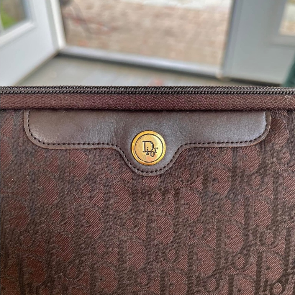 Dior Brown Leather Clutch/Cosmetic Bag - Picture 3 of 5